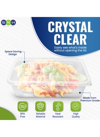 [Pack of 24] Clear Rectangular 650ml Microwave-Safe Food Containers with Lids Transparent Plastic Meal Prep and Food Storage Boxes Reusable Lunch and Takeaway Containers - view 4